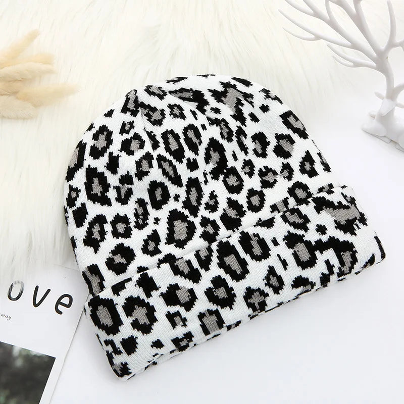 Leopard Print Jacquard Brimless Casual Hat