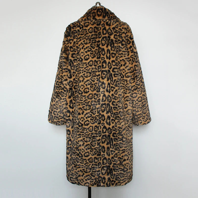Leopard Print Men's Faux Fur Coat