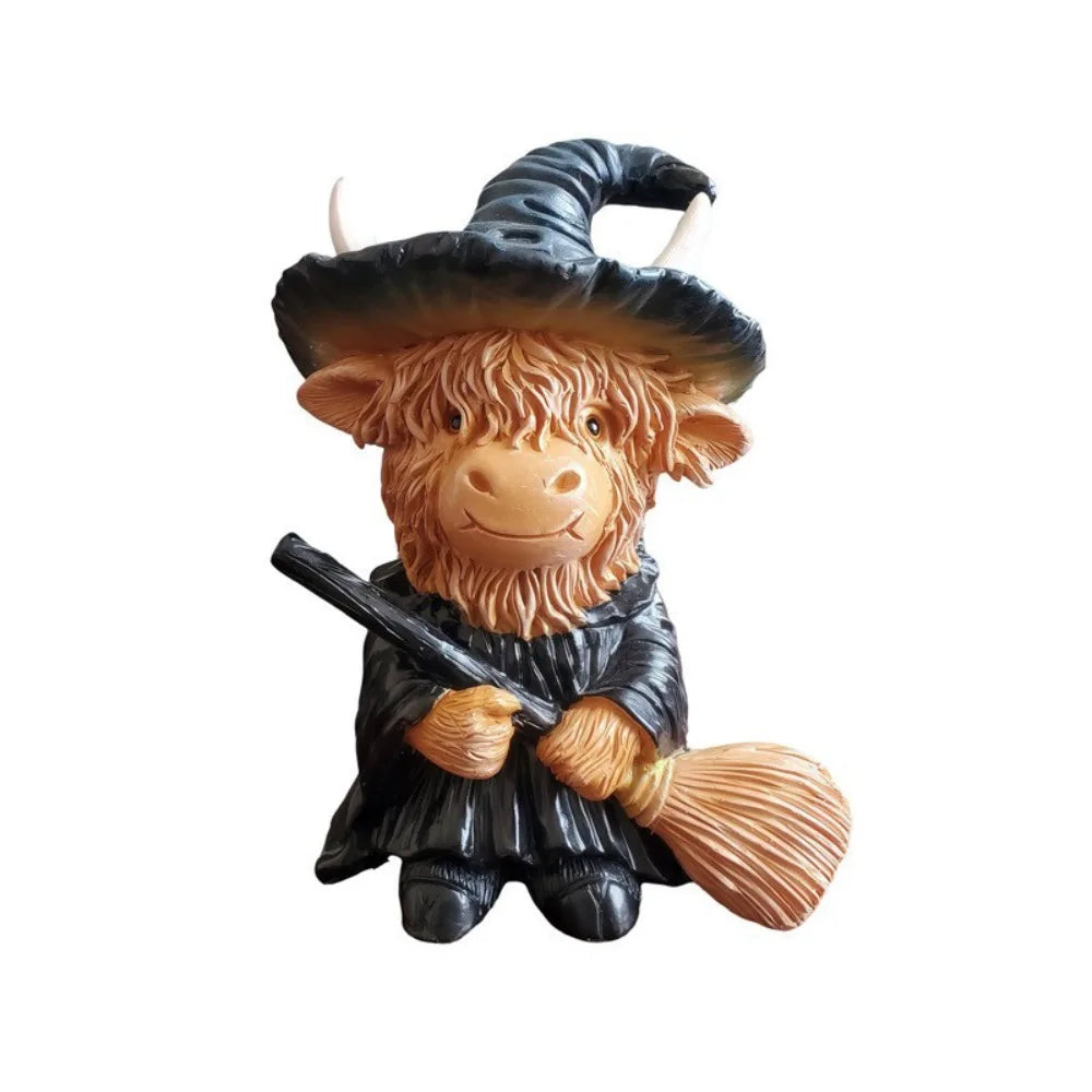 Seasonal Tabletop Ornament Resin Christmas/Halloween Highland Cow Statue