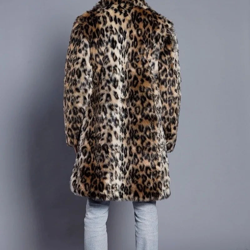 Luxury Men's Leopard Print Suit Overcoat