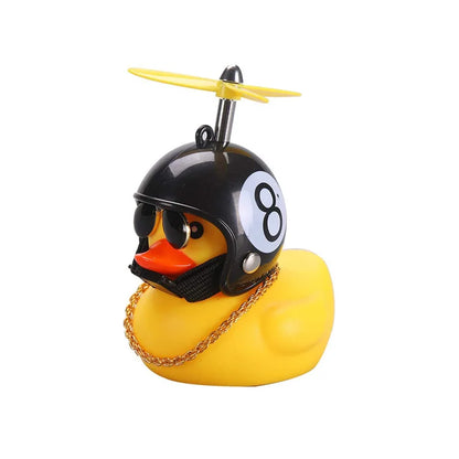 Yellow Duck Car Dashboard Decoration with Cool Glasses Propeller Helmet