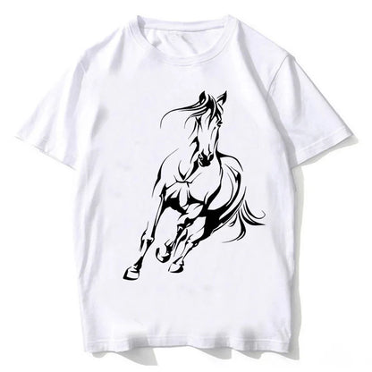 Running Horse Pattern Printed T-shirt