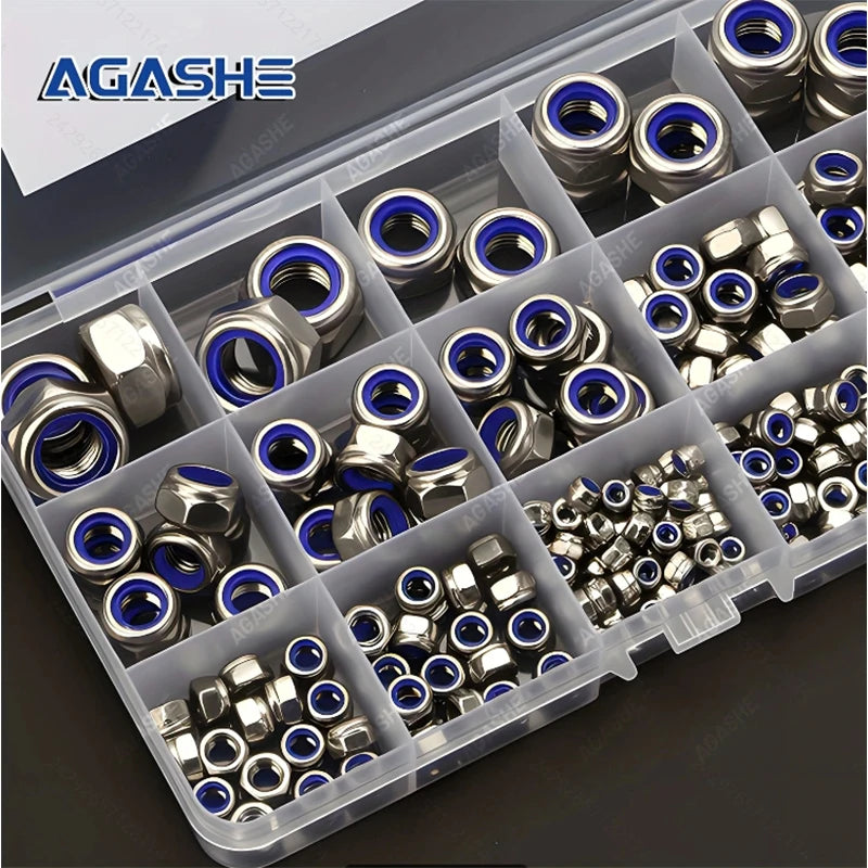 170/220/240pcs Stainless Steel Metric Locknut Kit
