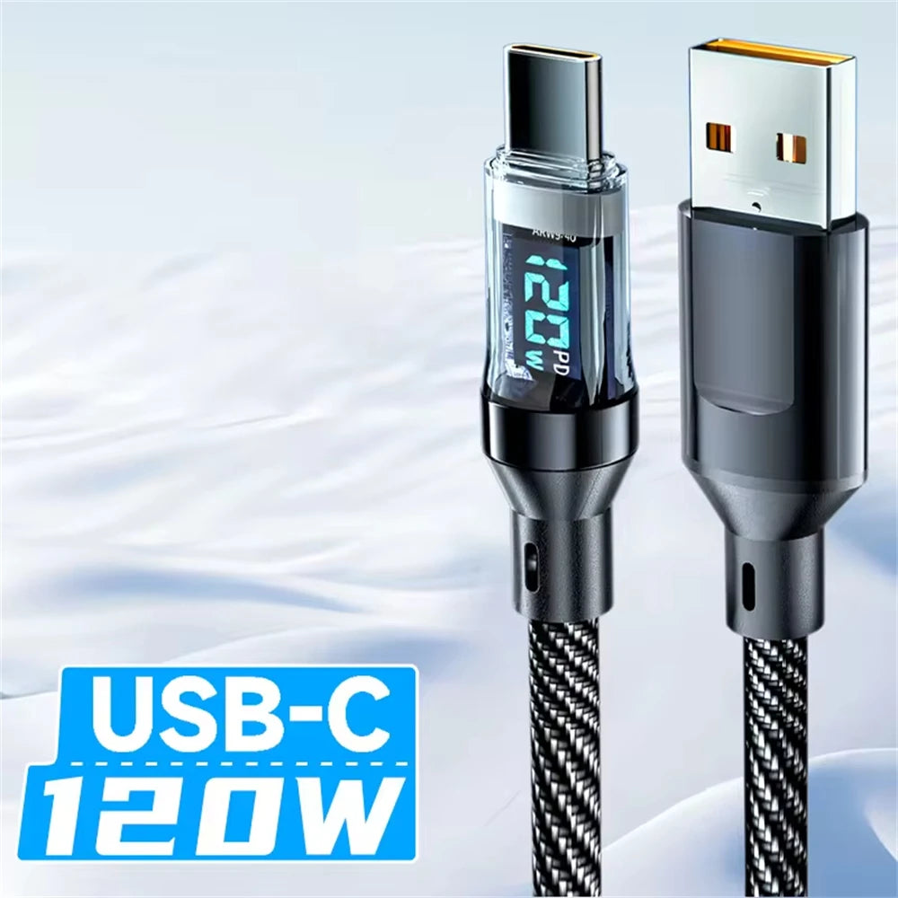 Super Fast Charging Cable, Real-time Digital Display