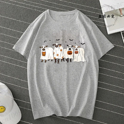 Cows Halloween Print Women's T-Shirt