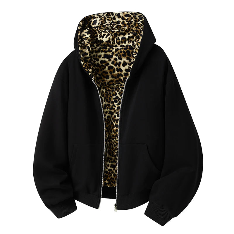 New Designed Leopard Print Double-sided Men's Hoodie