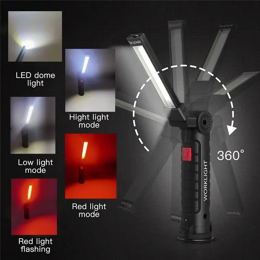 LED Flashlight, Rechargeable Work Light With Hanging Hook & Magnet