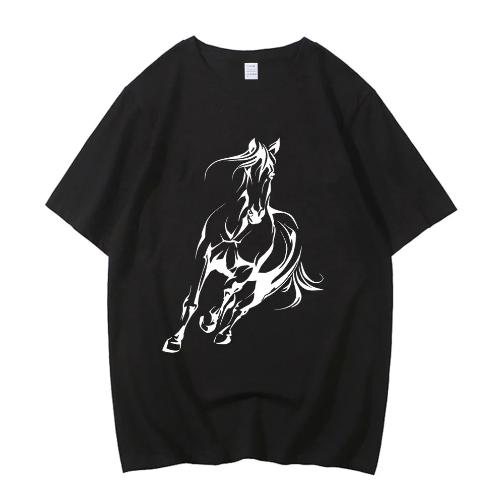 Running Horse Pattern Printed T-shirt