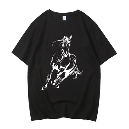 Running Horse Pattern Printed T-shirt