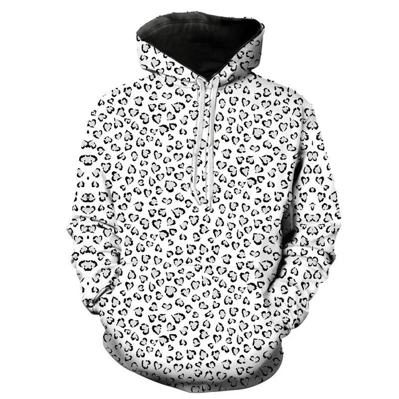 3D Printed Leopard Print Pull Over Hoodie