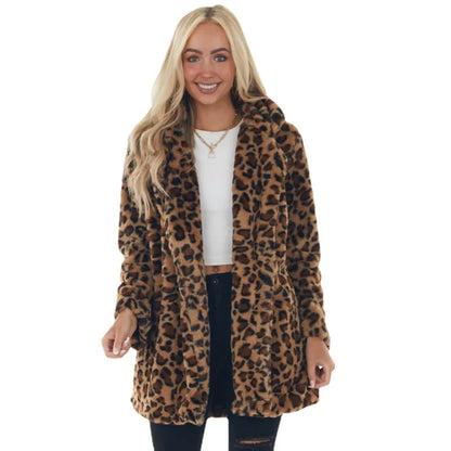 European and American Style Winter Leopard Print Overcoat