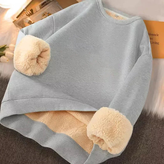 Trendy Fleece Lined Thickened Hoodless Woman's Sweatshirt