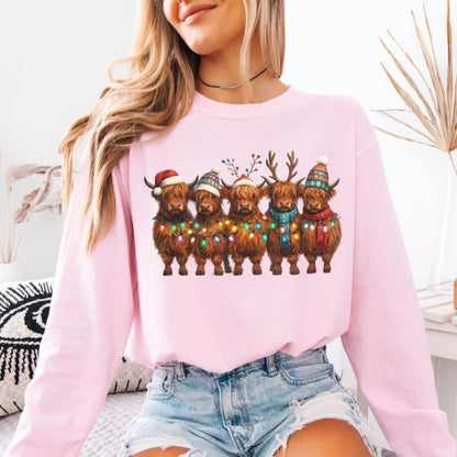 Christmas Highland Cow Hoodie