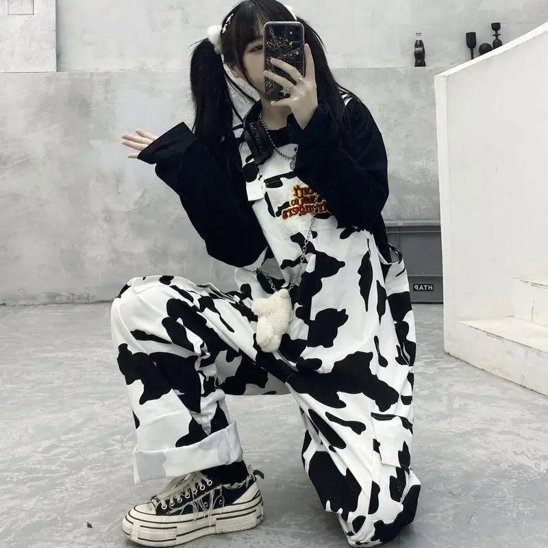 2025 Streetwear Jumpsuit Cow Inspired Design Trousers