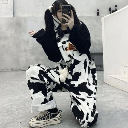 2025 Streetwear Jumpsuit Cow Inspired Design Trousers