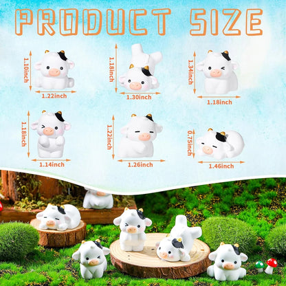 3/6PCS Adorable Mixed Resin Cow Miniatures