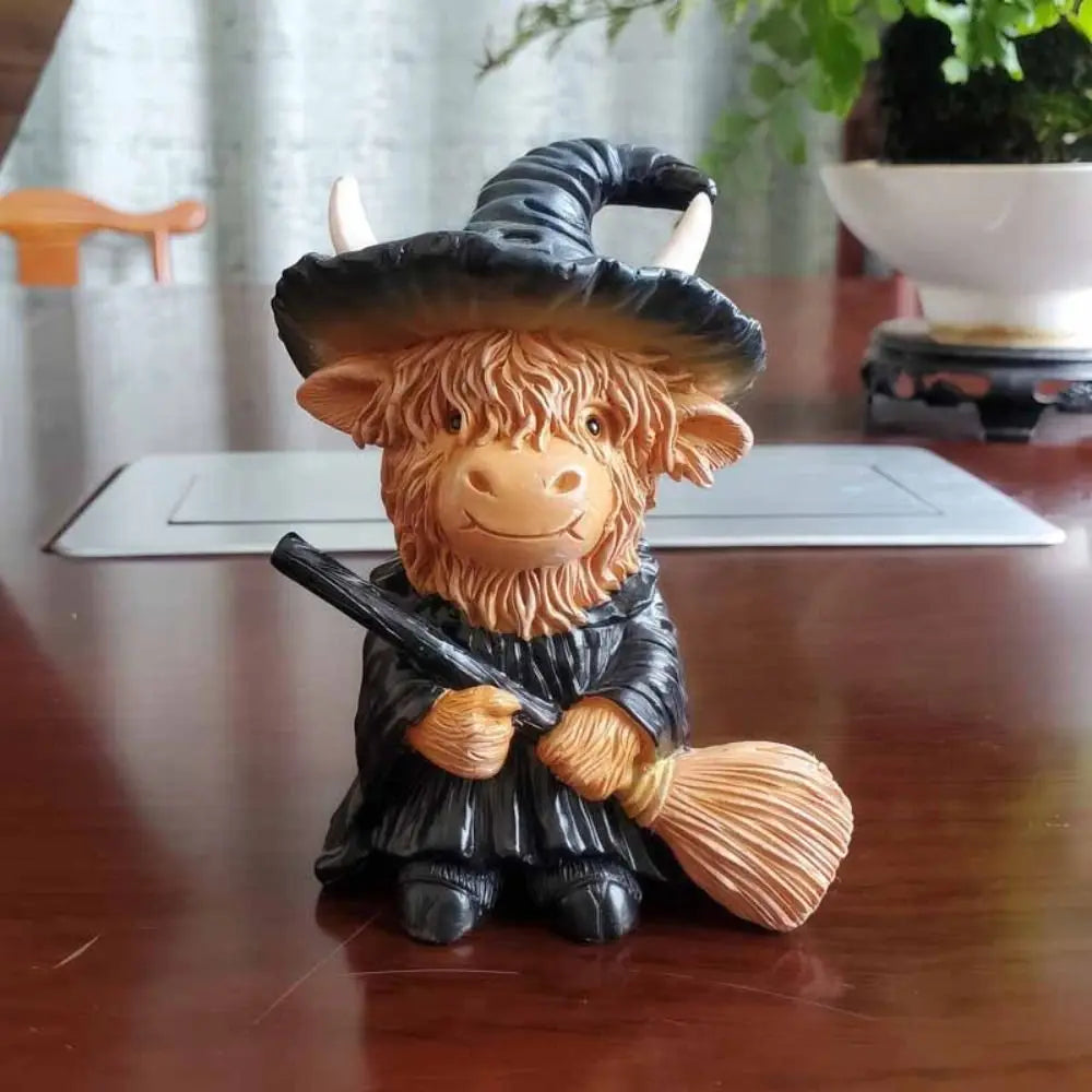 Seasonal Tabletop Ornament Resin Christmas/Halloween Highland Cow Statue