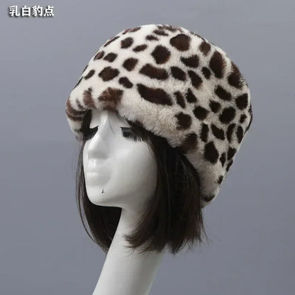 Fluffy Leopard Russian Style Winter Hat