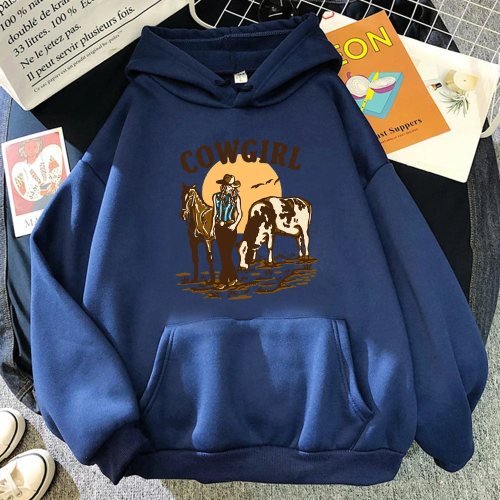 The Cowgirl And Her Cow & Horse Hoodie