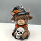 Halloween Spider, Pumpkin Highland Cow Desktop Statue