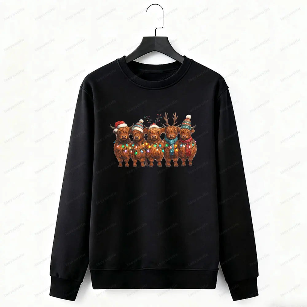 Christmas Highland Cow Hoodie