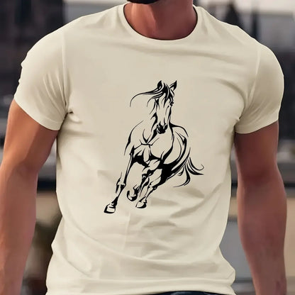 100% pure cotton men's horse print T-shirt