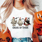 Women's T-shirt, Casual Halloween Chick or Treat Print T-shirt