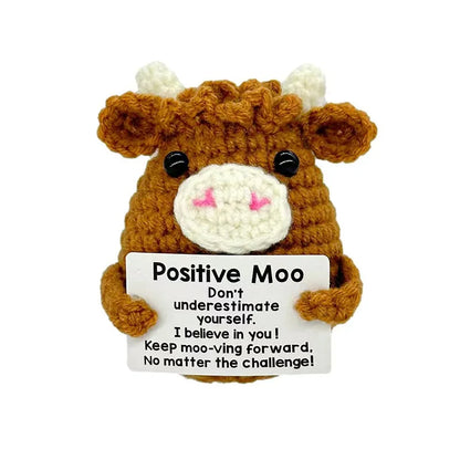 Handmade Positive Crochet Cow Desktop Decorations