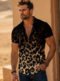 Summer Beach Leopard Pattern Print Men's Button Up Shirt