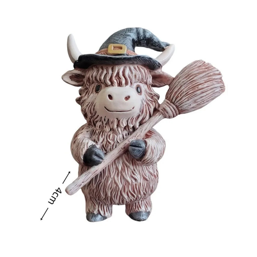 Seasonal Tabletop Ornament Resin Christmas/Halloween Highland Cow Statue