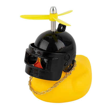 Yellow Duck Car Dashboard Decoration with Cool Glasses Propeller Helmet