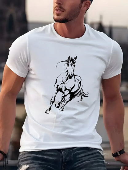 100% pure cotton men's horse print T-shirt