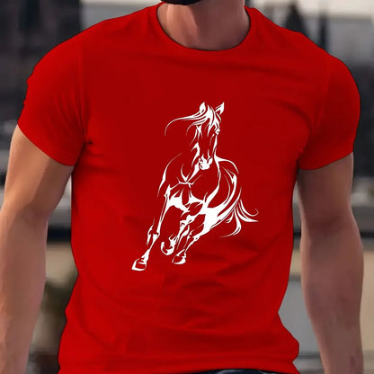 100% pure cotton men's horse print T-shirt