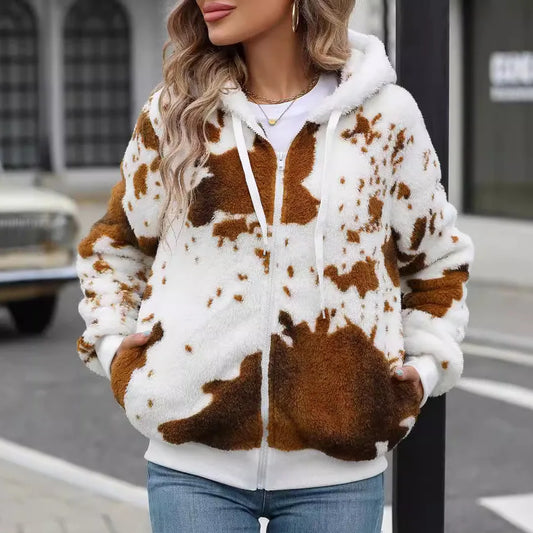 Eastern Brown Cow Print Hoodies