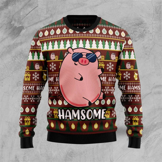 Cute Pig Graphic Christmas Sweater