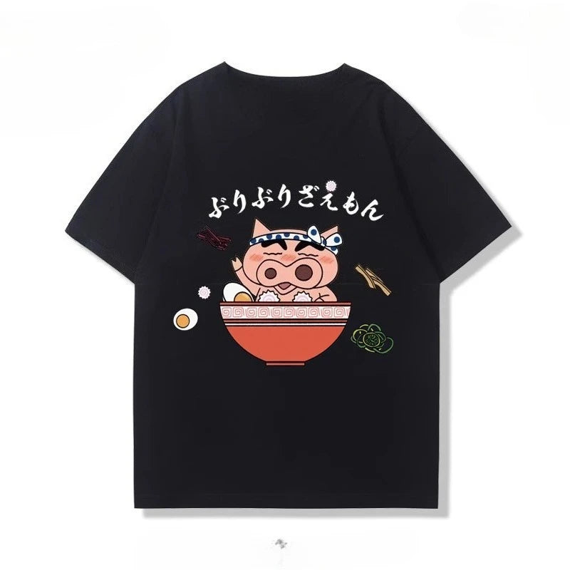 Japanese Style Funny Pig Cartoon Short Sleeve T-shirt