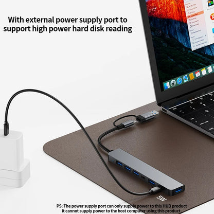 Aluminum 7 in 1 USB -HUB Extender