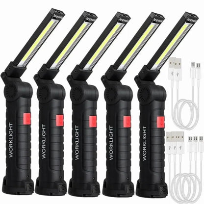LED Flashlight, Rechargeable Work Light With Hanging Hook & Magnet