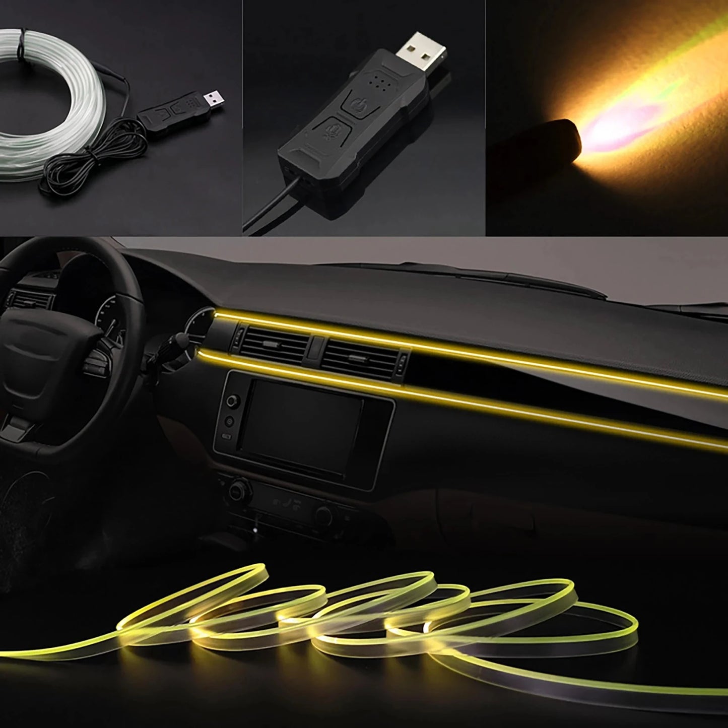 2/3/4/5M RGB Car Interior Ambient LED Light Strip