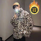 2023 Winter Jacket, Men's Outerwear Fur Leopard Casual Loose Parkas