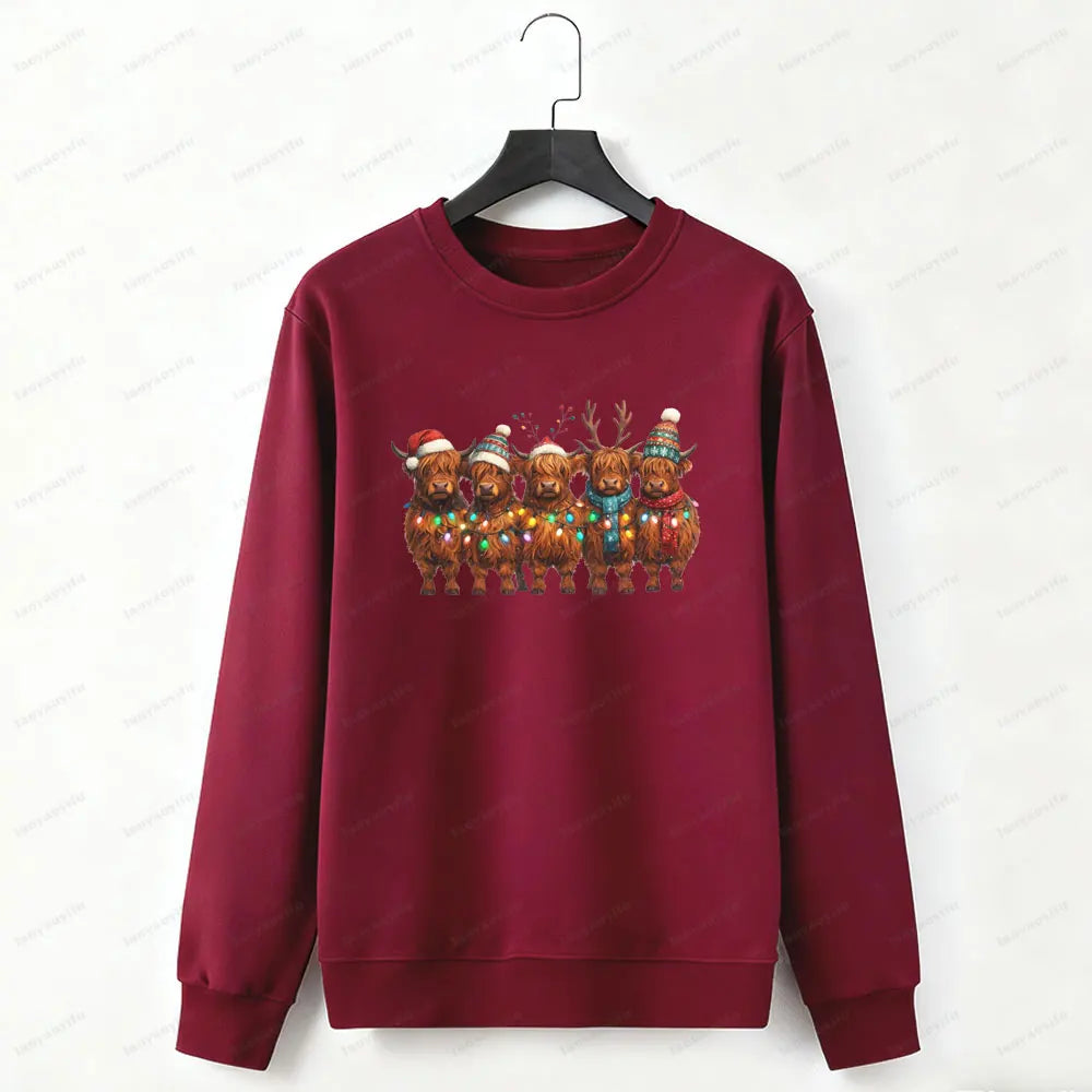 Christmas Highland Cow Hoodie