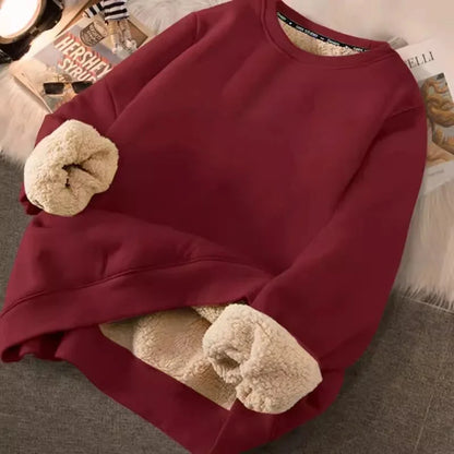 Trendy Fleece Lined Thickened Hoodless Woman's Sweatshirt
