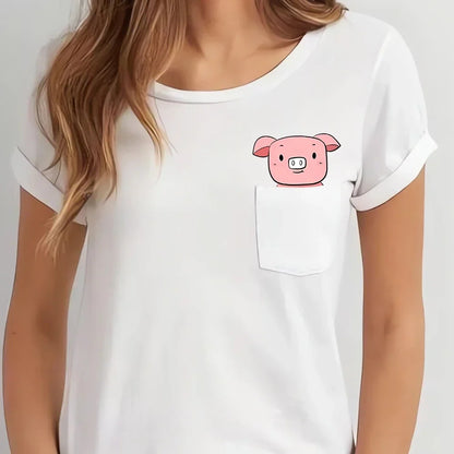 Cute Pocket Piggy T-Shirts For Men & Woman