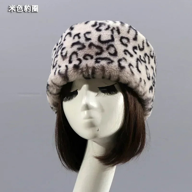 Fluffy Leopard Russian Style Winter Hat