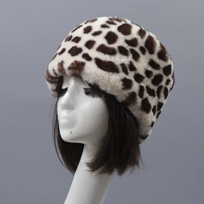 Fluffy Leopard Russian Style Winter Hat