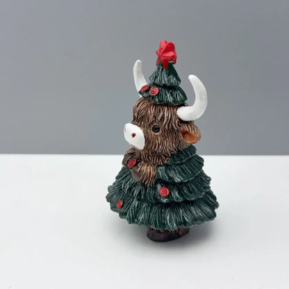 Seasonal Tabletop Ornament Resin Christmas/Halloween Highland Cow Statue