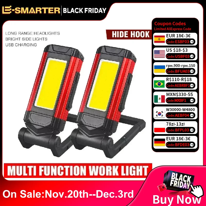 1/2/4PCS Magnetic COB Work Light