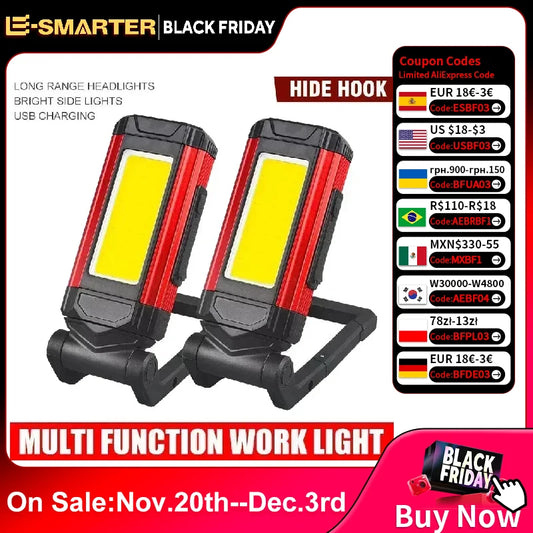 1/2/4PCS Magnetic COB Work Light