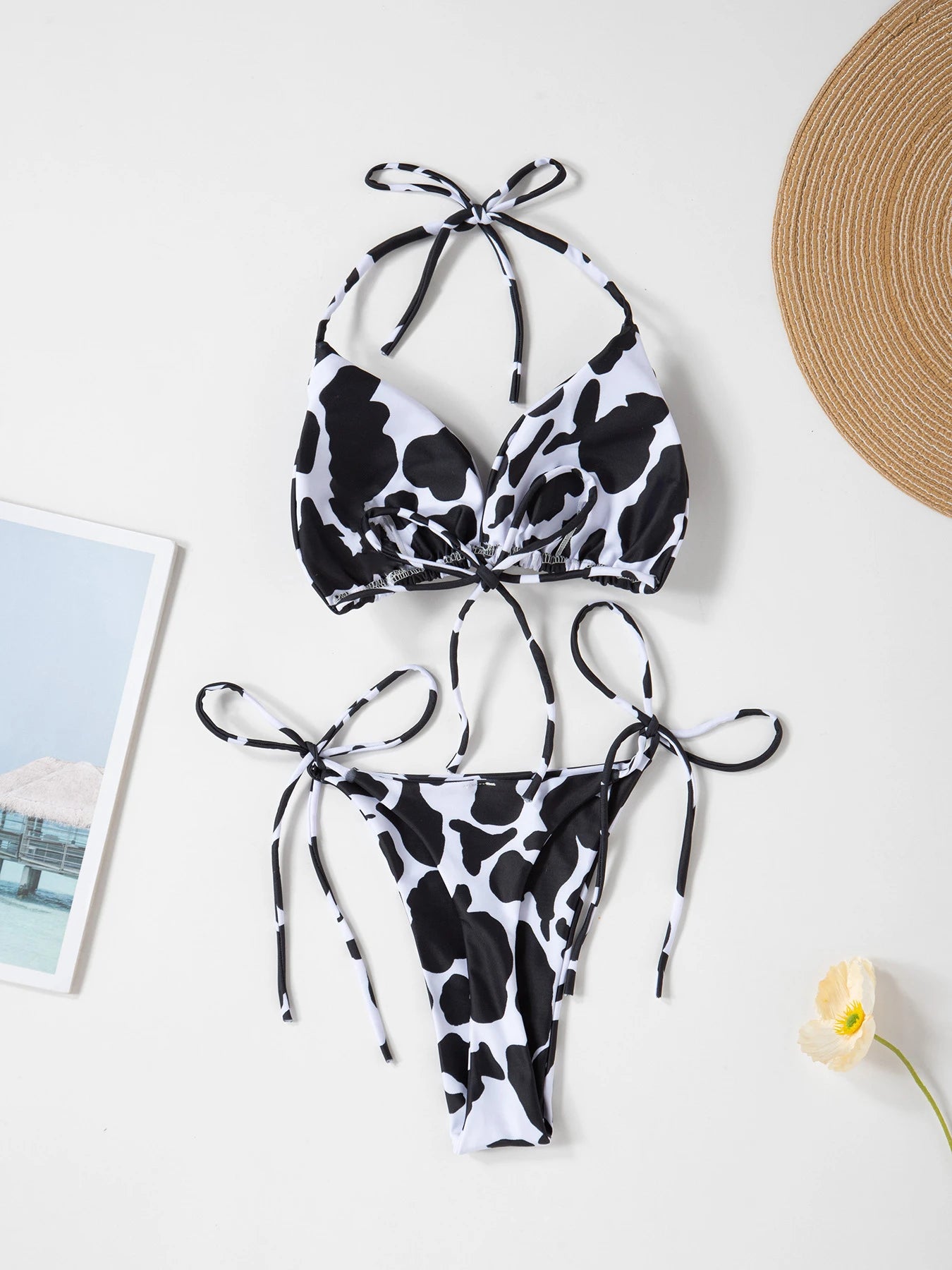 Cow Print Bikini Two Piece Swimsuit Bandage Bikinis Set