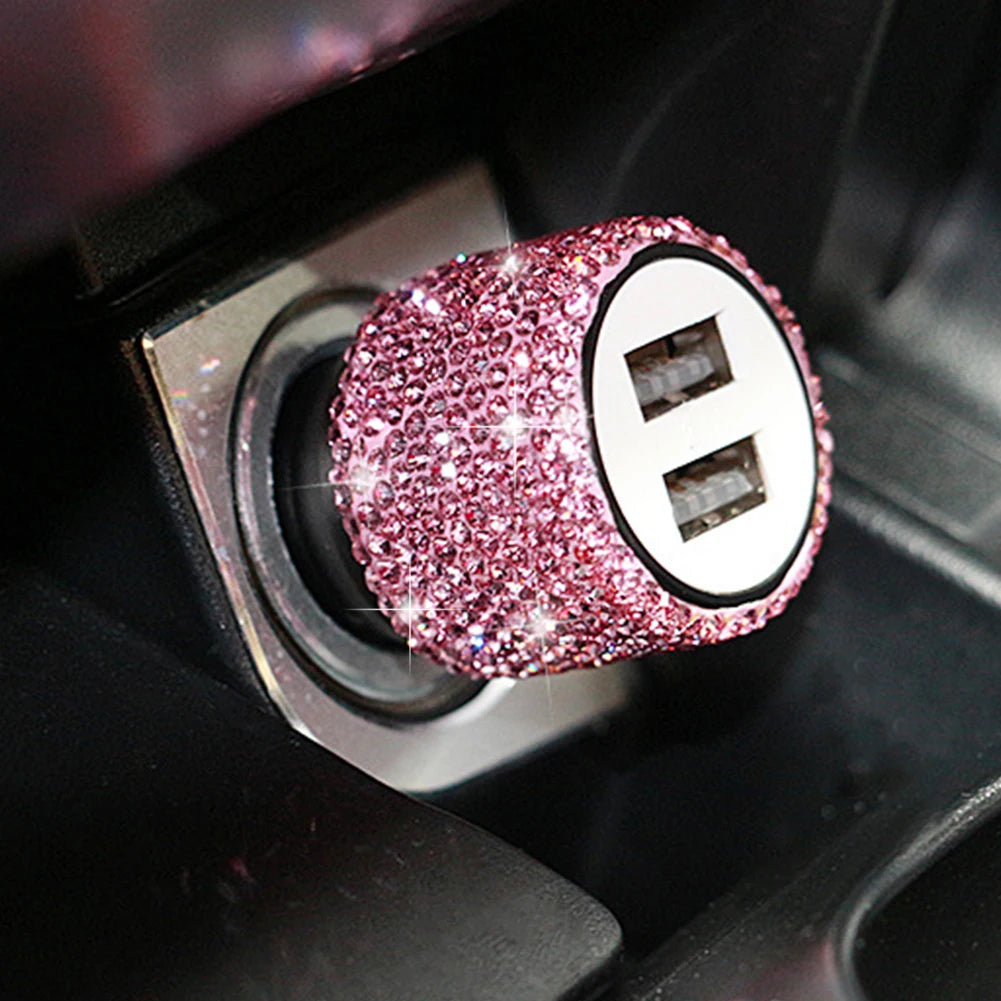 New Bling USB Car Charger 5V 2.1A Dual Port Fast Adapter